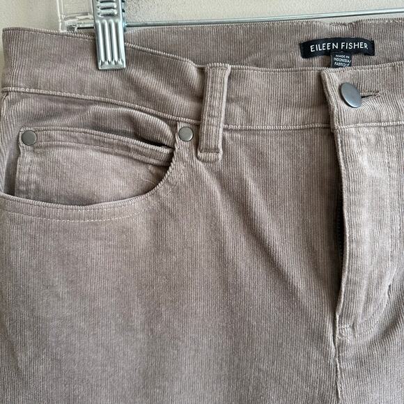 Eileen Fisher Organic Cotton Stretch Corduroy Straight Pant Taupe S - Picture 5 of 12